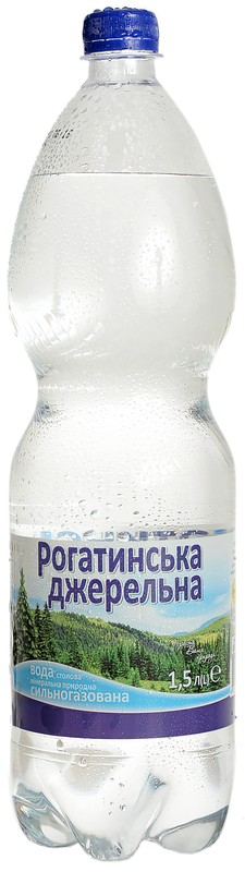 Вода мінеральна столова РОГАТИНСЬКА Джерельна сильногазована 1,5л
